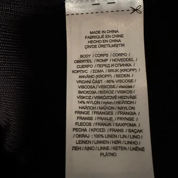 NWT | Lauren Ralph Lauren Women’s Fringe Off-The-Shoulder Black Top | Size Large - Picture 3 of 5